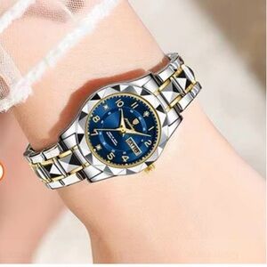 POEDAGAR 782 Casual Watch for
Women Stainless Steel Band Quartz Blue Face NEW